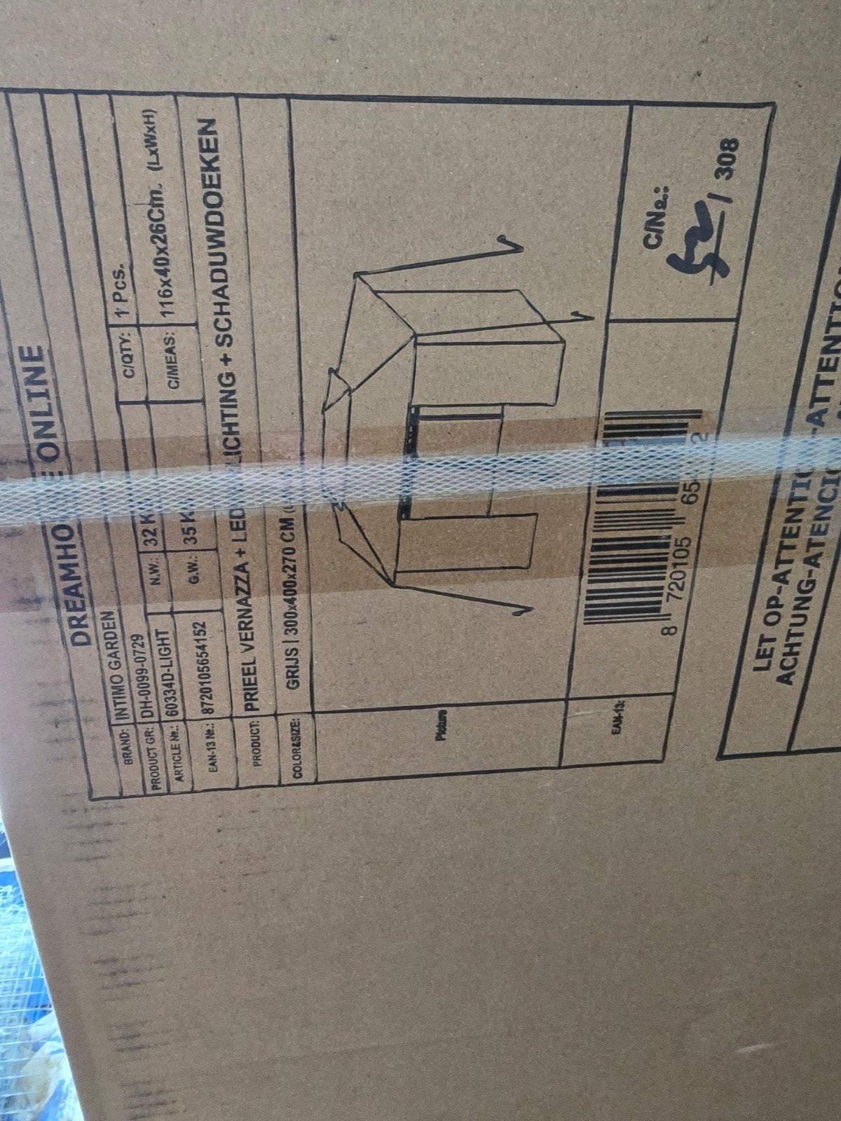 Als Nieuw 1x gebruikt prieel met schaduwdoeken, Nieuw, 4 tot 6 meter, Paviljoen, 2 meter of meer