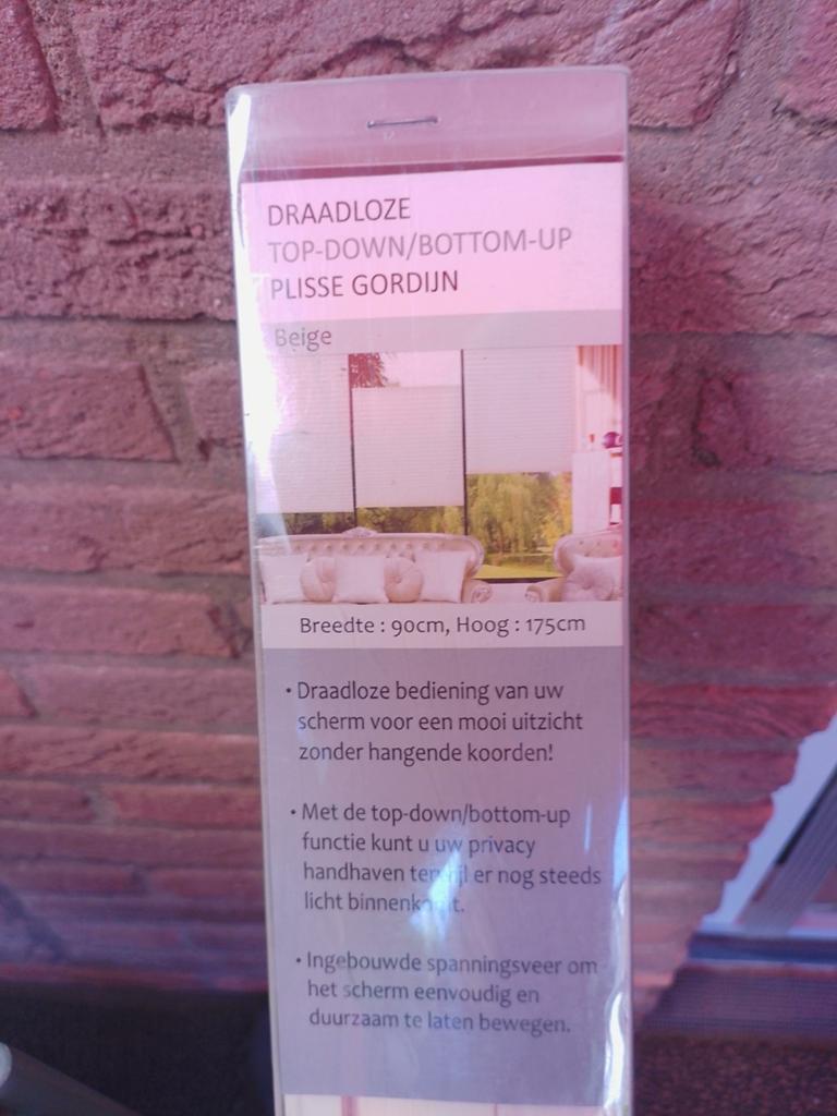 Draadloze top-down/bottom-up Plisse gordijn, Ophalen of Verzenden, Nieuw, Overige typen
