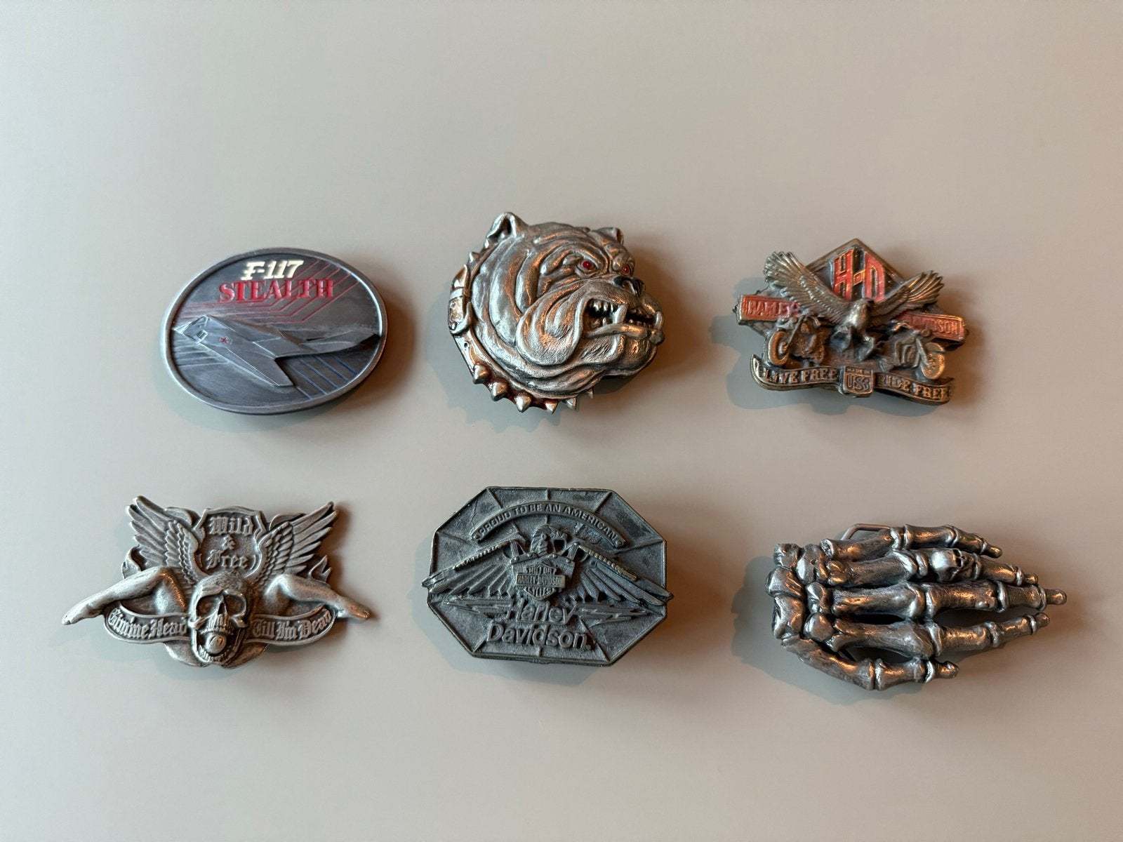 Verschillende (Harley Davidson) buckles., Ophalen, Zo goed als nieuw, 95 tot 105 cm, Losse buckle of gesp