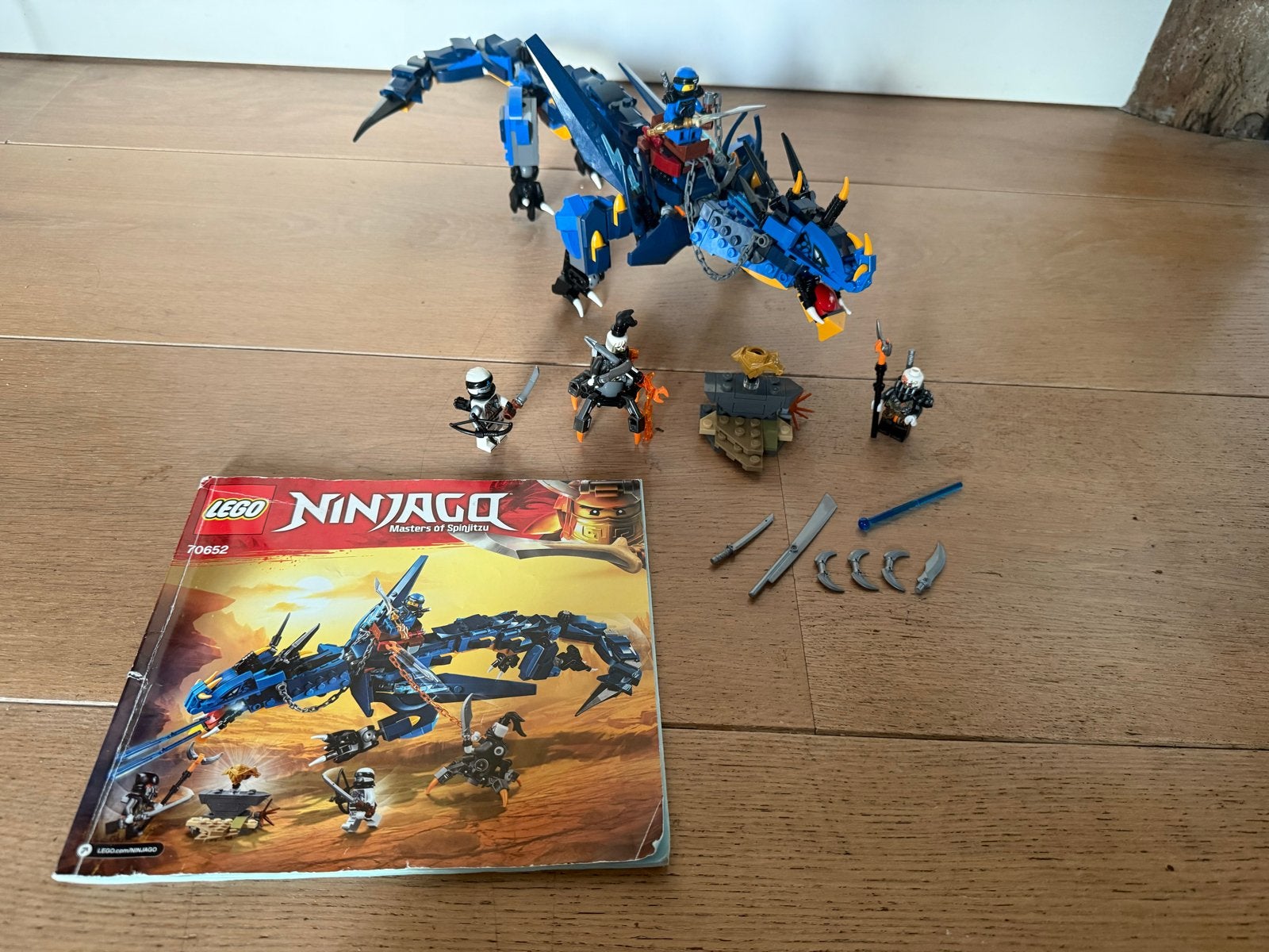 Lego Ninjago Bliksemdraak Jay (70652) met instructies, Lego, Zo goed als nieuw, Inclusief minifiguren, Ophalen of Verzenden