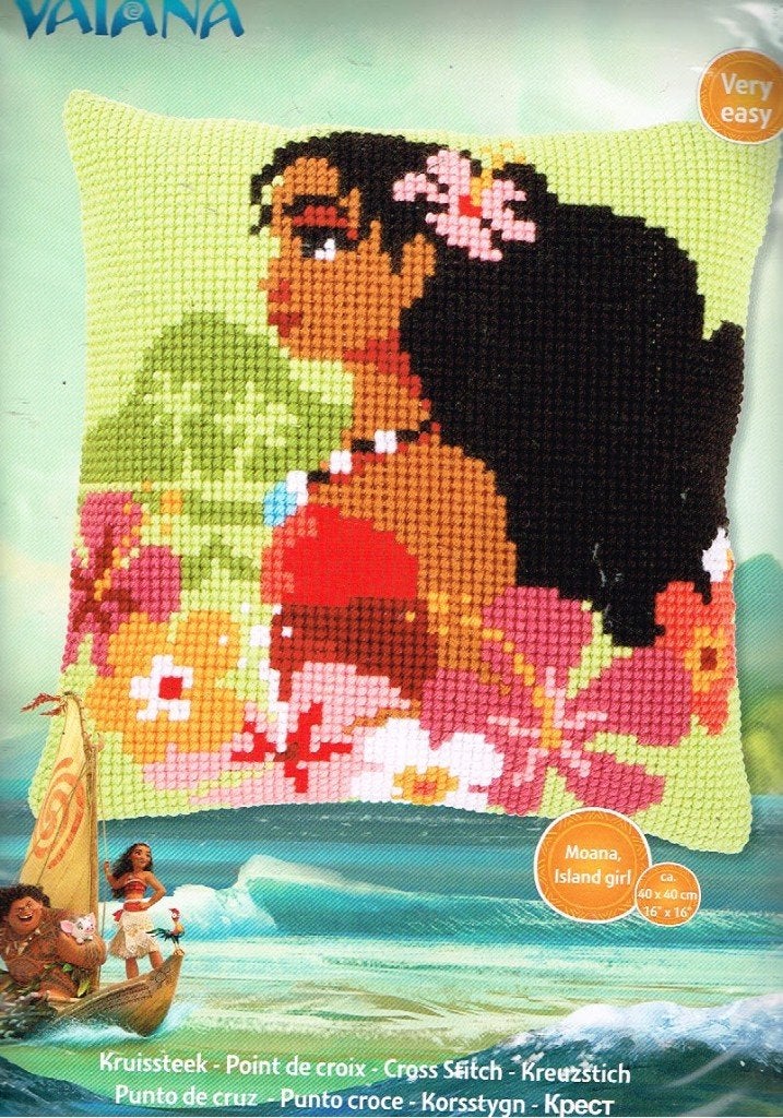 Cado SALE vaiana  borduurpakket kussen  MOANA ISLAND GIRL, Ophalen of Verzenden, Nieuw, Handborduren, Borduurpakket