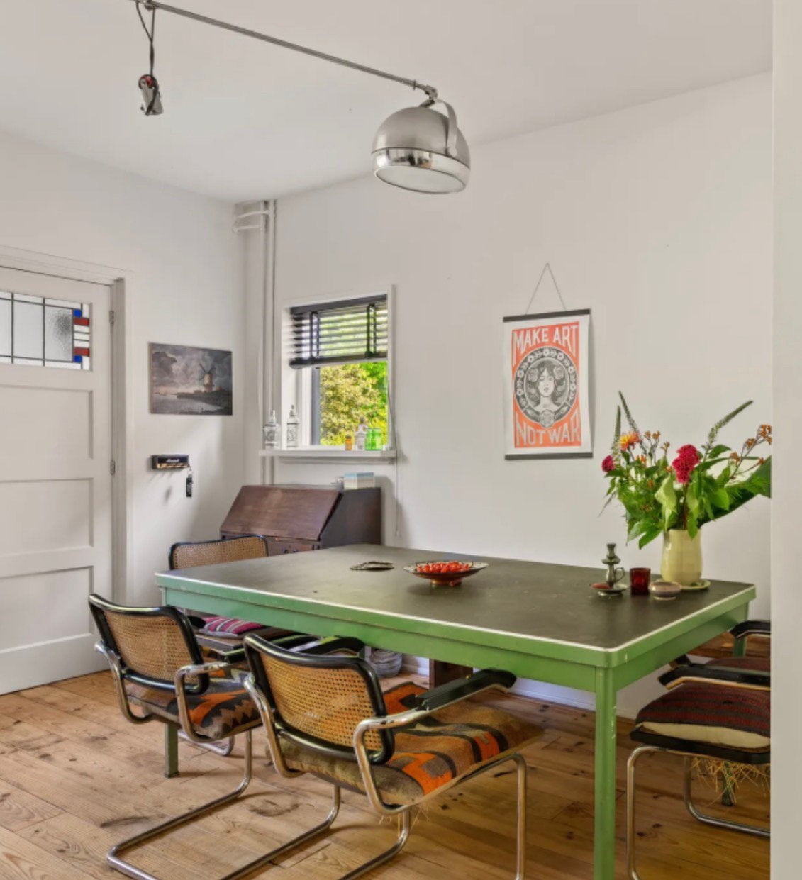 Vintage Industriële Eettafel / Bureau - Gispen, Huis en Inrichting, Tafels | Eettafels, Ophalen, Gispen Industrieel, Gebruikt