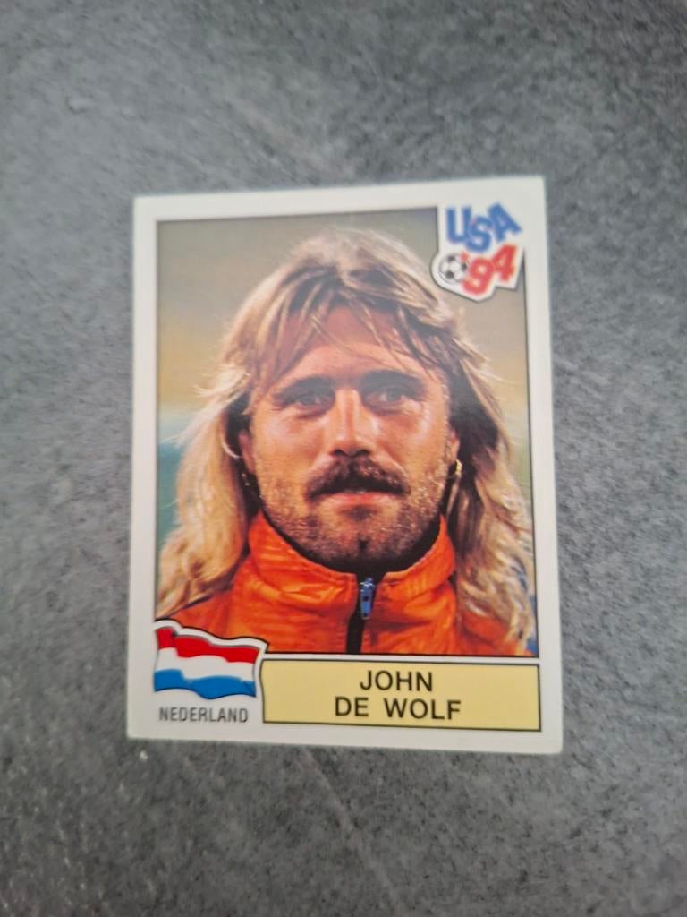 Panini sticker WK 94 USA. Speler John de Wolf Nederland., Verzenden, Zo goed als nieuw, Sticker