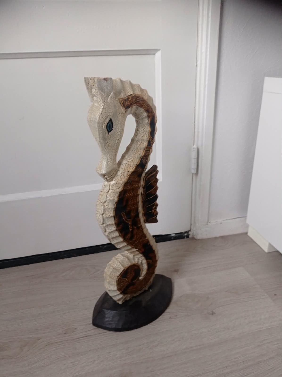 vintage handgemaakt houten zeepaard beeld,, Ophalen of Verzenden