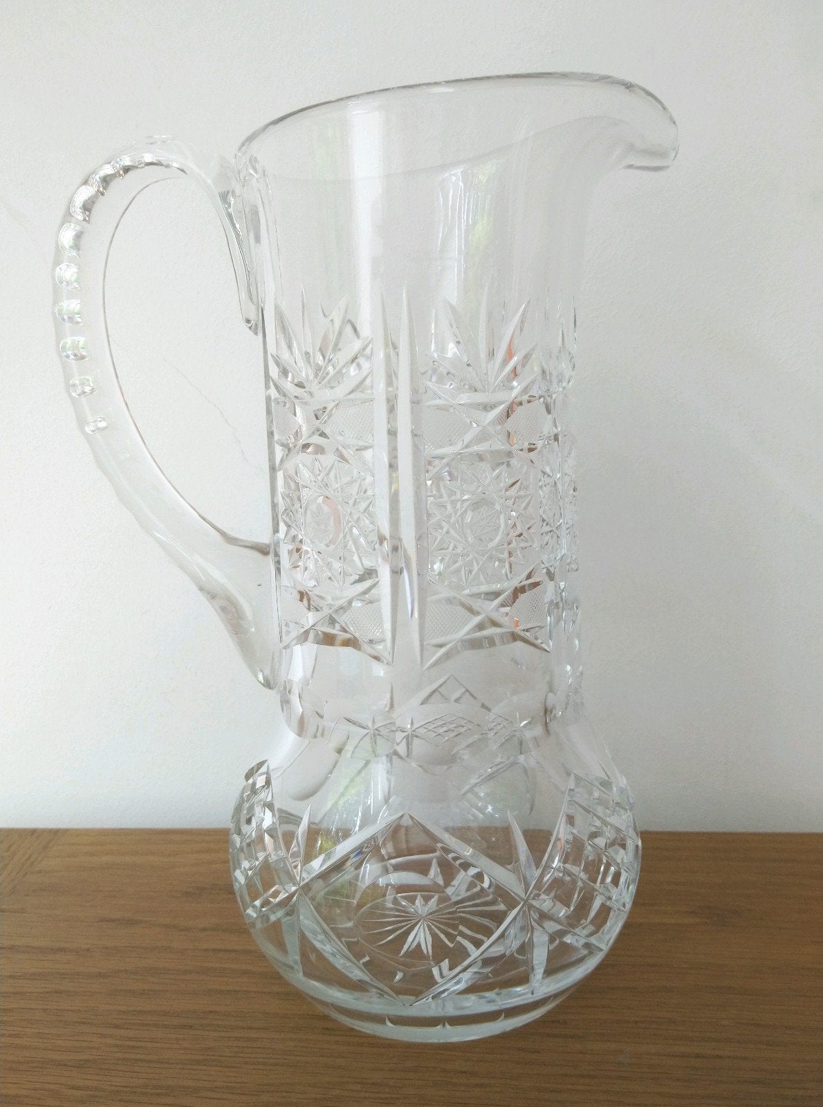 Geslepen kristallen kan met hobstar 24 cm hoog, Antiek en Kunst, Antiek | Glas en Kristal, Ophalen of Verzenden
