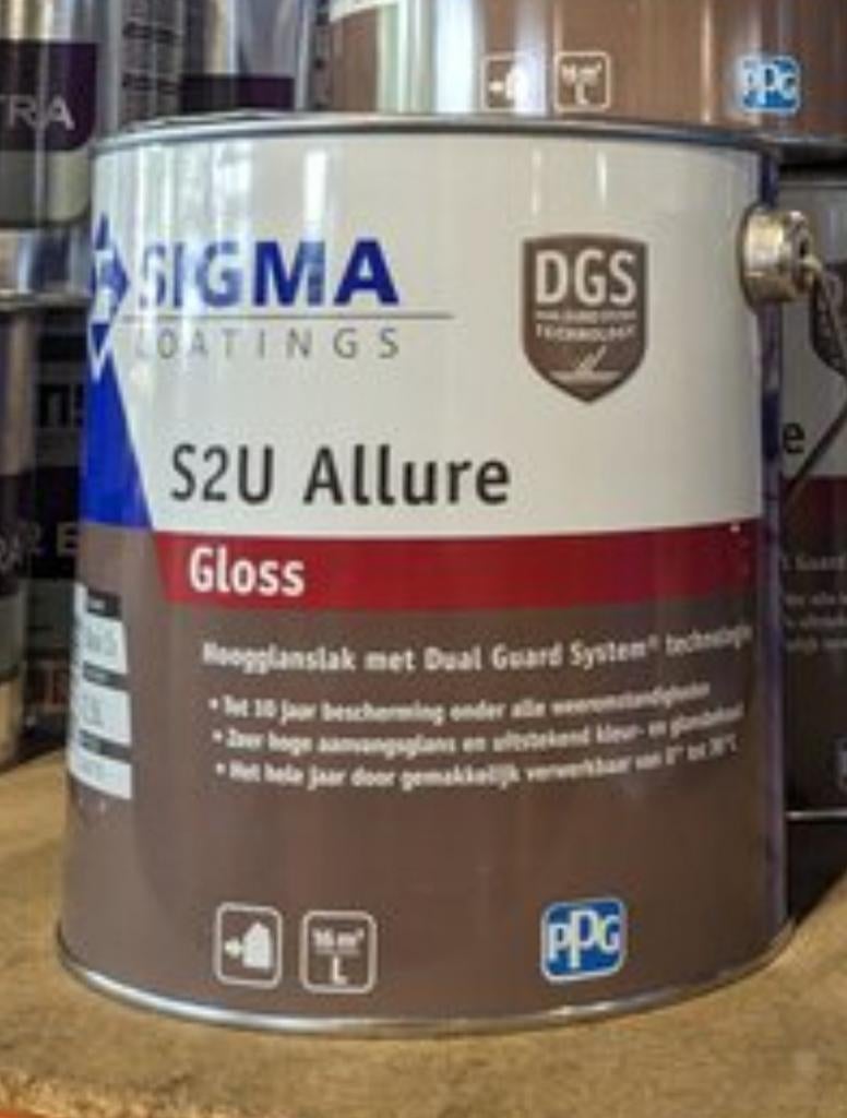2,5l Sigma S2U Allure Gloss Ral 9005, Ophalen of Verzenden, Nieuw, Zwart