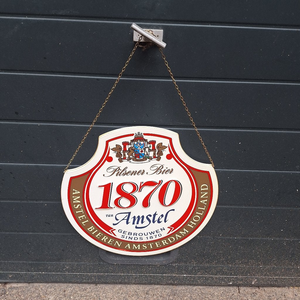 Amstel 1870 Pilsener Bier Reclamebord, Ophalen of Verzenden, Gebruikt, Reclamebord, Plaat of Schild, Amstel