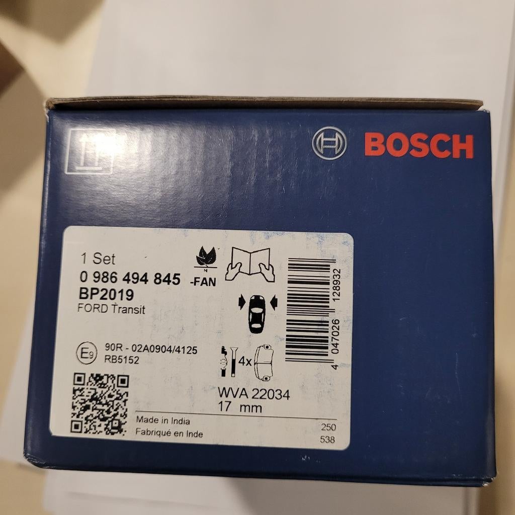 Bosch Remblokken Set voor Ford Transit - Nieuw, Ophalen of Verzenden, Nieuw, Ford