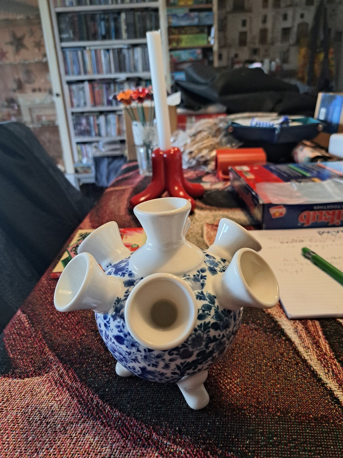 Heinen Delfts Blauw Tulpenvaas - Bolvormig, Ophalen of Verzenden