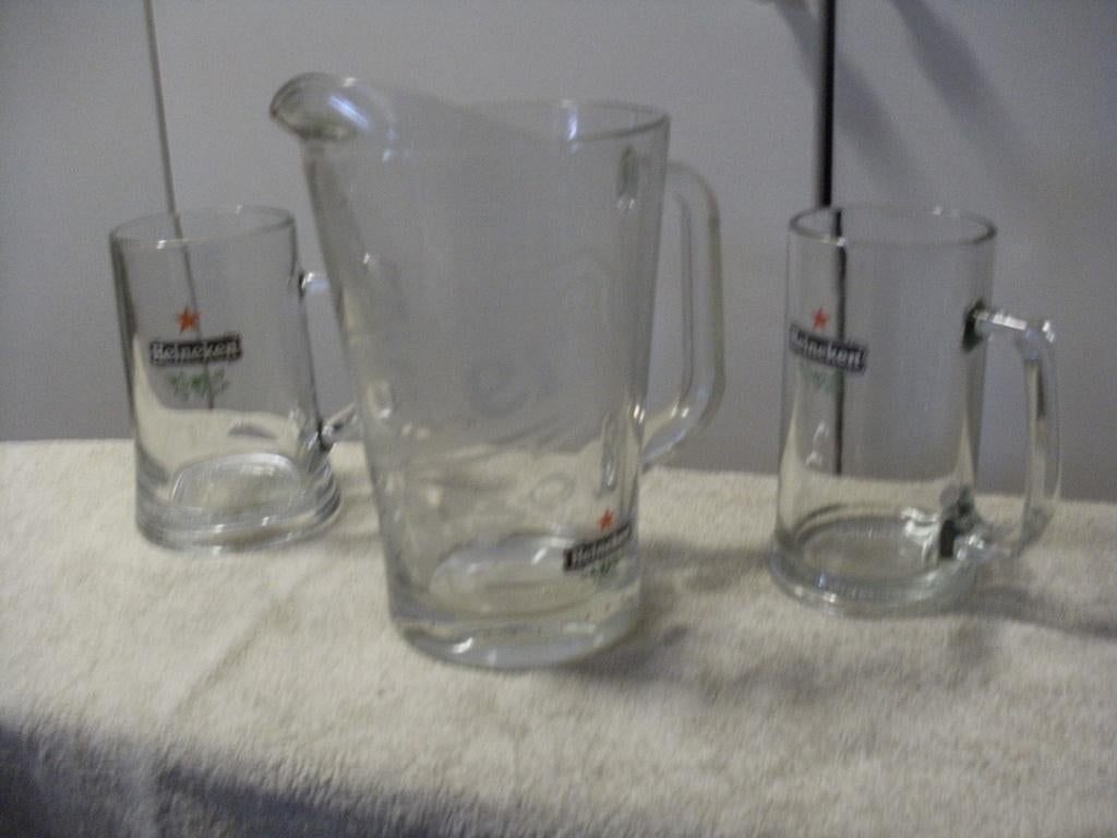 heineken glazen en schenkkan, Ophalen of Verzenden, Zo goed als nieuw, Glas of Glazen, Heineken
