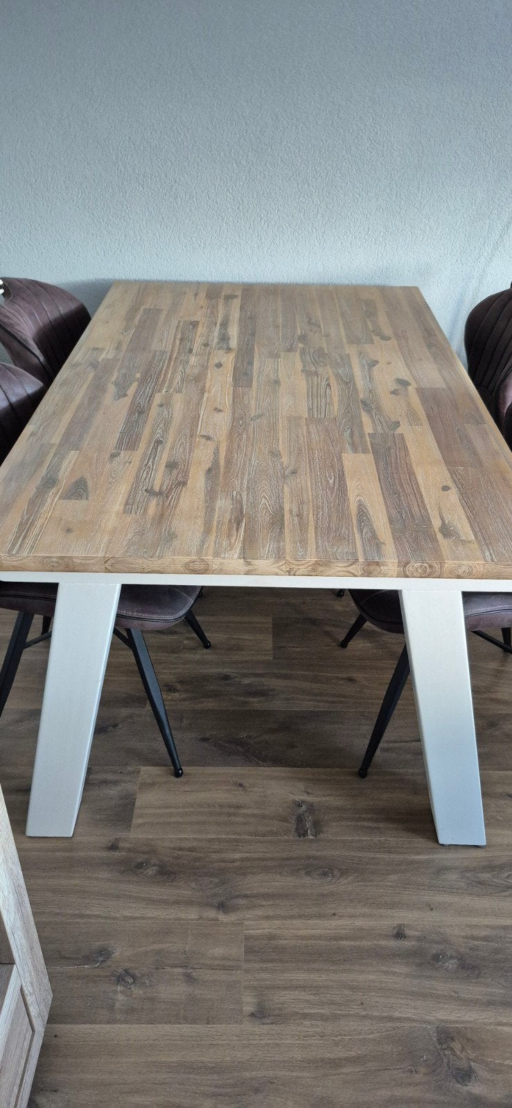 Henders en Hazel eettafel 160x100 cm eiken white wash, Ophalen, Zo goed als nieuw, 4 tot 6 stoelen