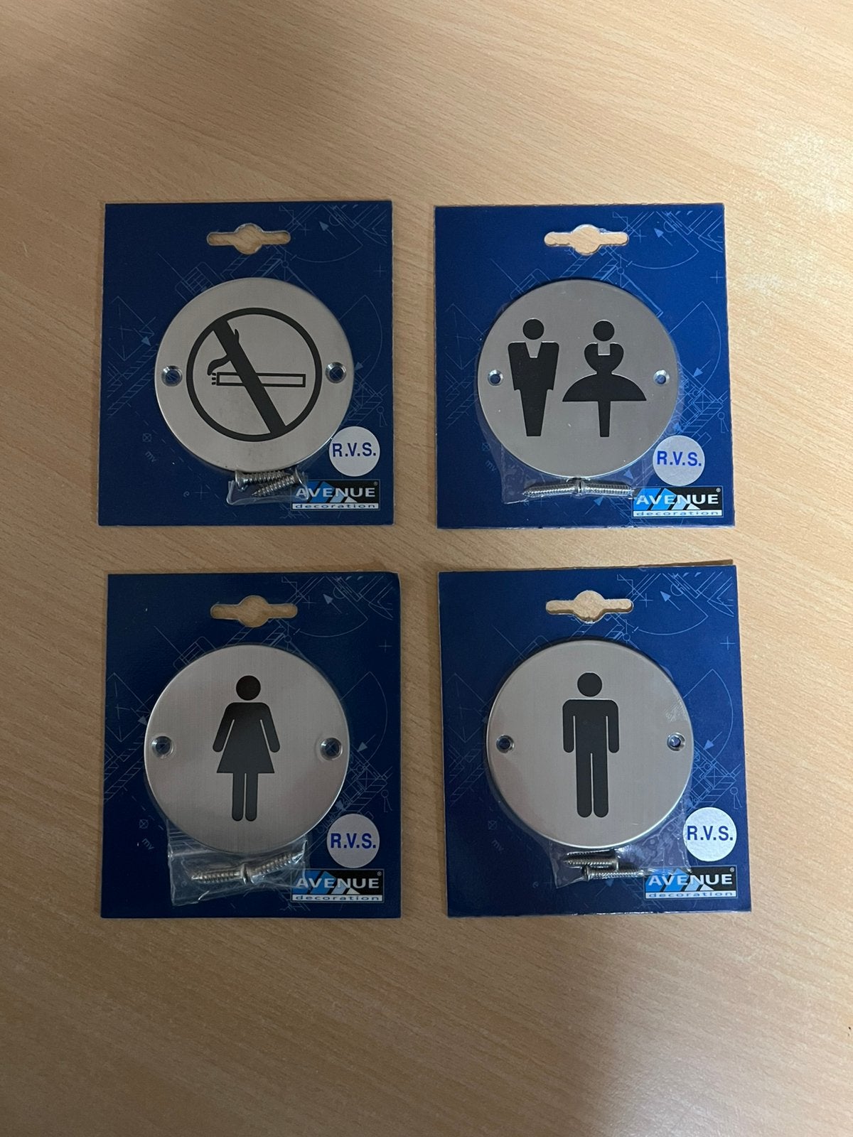 Pictogram bord RVS dames wc - heren wc en DIV AXA, Ophalen of Verzenden, Nieuw, Plaatje