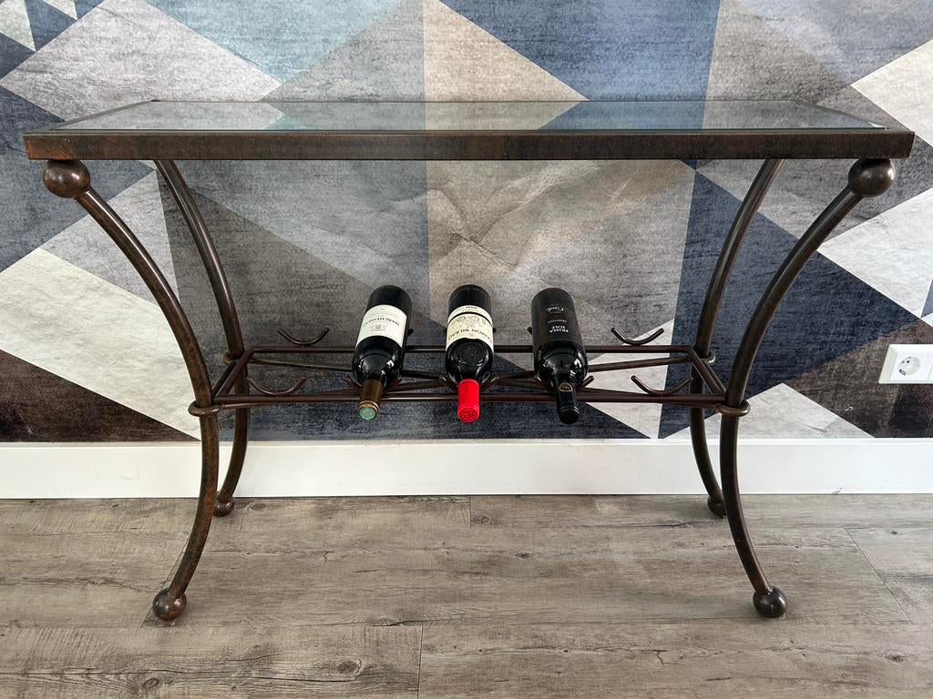 Wijnrek met veiligheidsglas, Ophalen, 100 tot 150 cm, Zo goed als nieuw, Glas