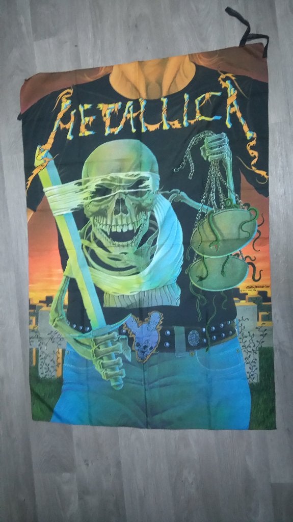Metallica and justice for all vintage logo vlag rock metal, Ophalen of Verzenden, Gebruikt