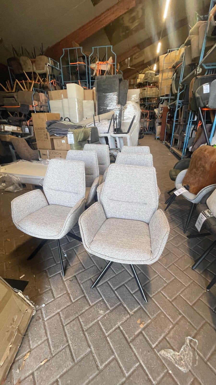 Set van 6 Moods Collection eetkamerstoelen, draaibaar, Ophalen, Zo goed als nieuw, Vijf, Zes of meer stoelen, Stof