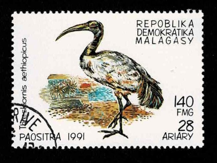 postzegel 1027 Madagaskar vogel Heilige Ibis, Ophalen of Verzenden, Overige landen, Gestempeld