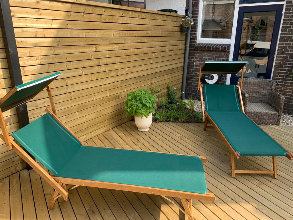 Handgemaakte Italiaanse Ligstoelen - Loungestoelen, Ophalen, Gebruikt, Hout, Verstelbaar