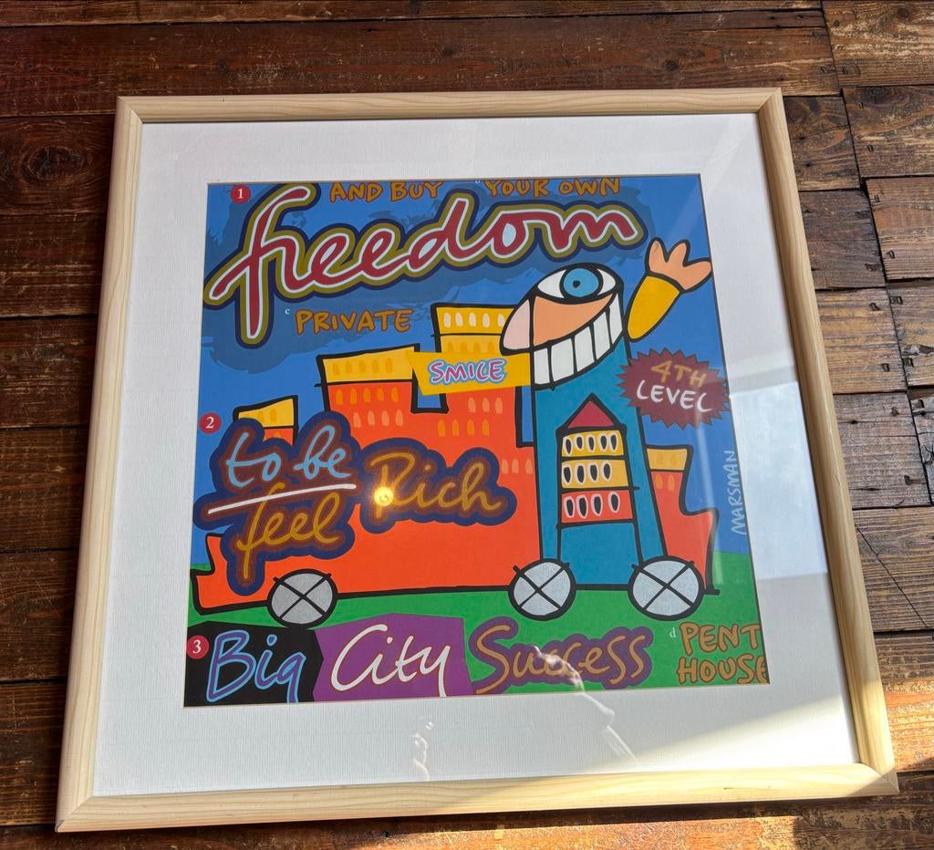 Jean Paul Marsman 'Freedom' Kunstprint - Ingelijst 50x50 cm, Ophalen of Verzenden