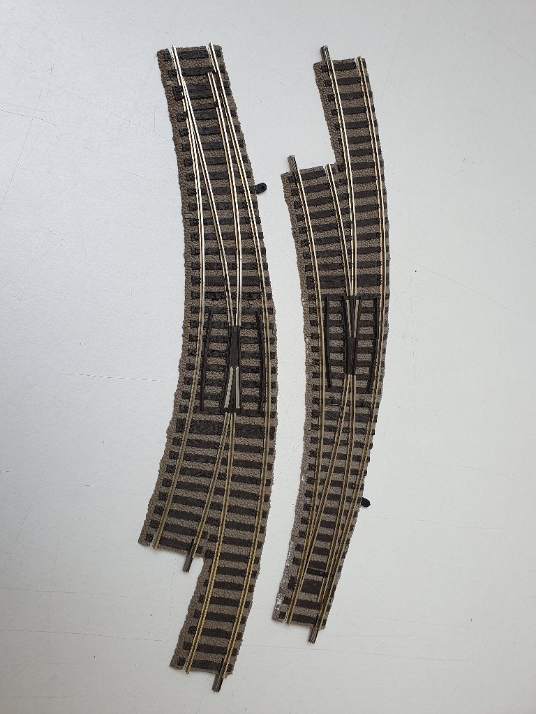 FLEISCHMANN H0 Profi-Rail 2 stuks meegebogen handwissels L+R, Hobby en Vrije tijd, Gebruikt, Gelijkstroom, Fleischmann, Rails