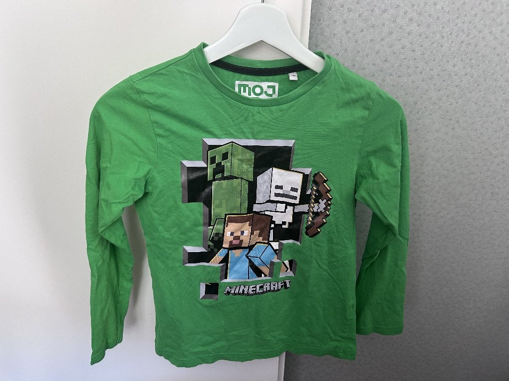 Minecraft Longsleeve Groen Maat 140, Kinderen en Baby's, Kinderkleding | Maat 140, Ophalen of Verzenden, Gebruikt, Jongen, Shirt of Longsleeve