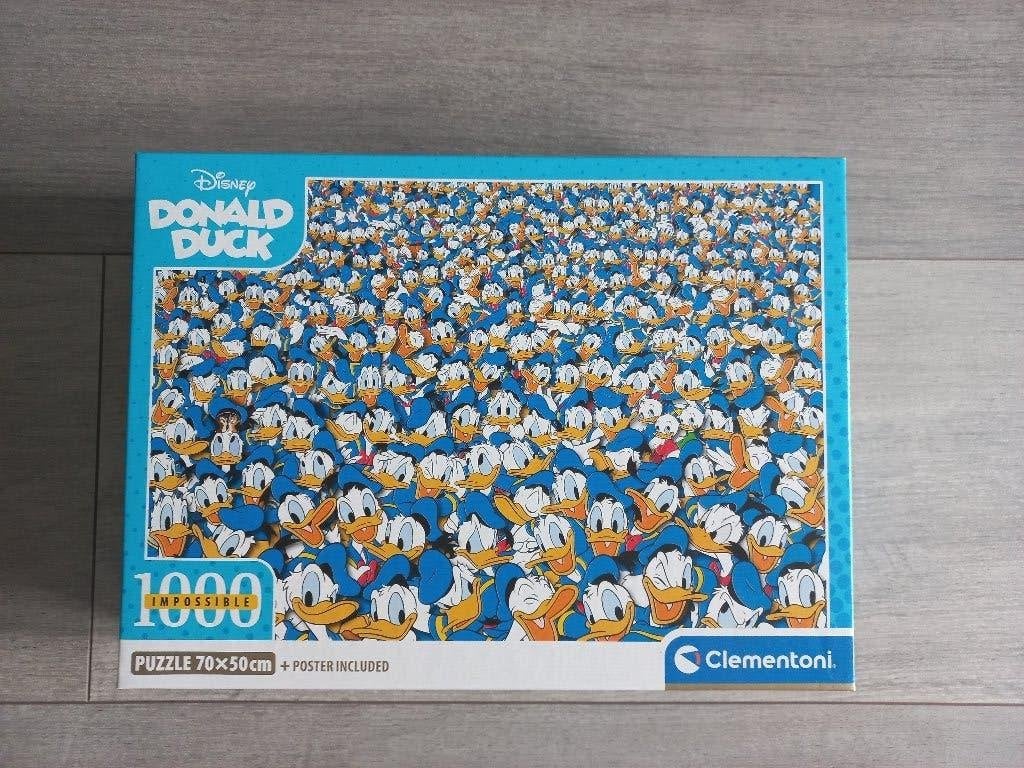 Clementoni puzzel Impossible Donald Duck - 1000 Stukjes, Ophalen of Verzenden, 500 t/m 1500 stukjes, Zo goed als nieuw, Legpuzzel