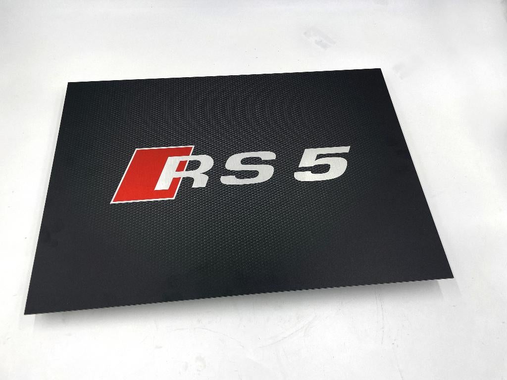 Reclamebord Audi RS5 logo embleem, groot 40x57cm aluminium, Ophalen of Verzenden, Nieuw, Reclamebord