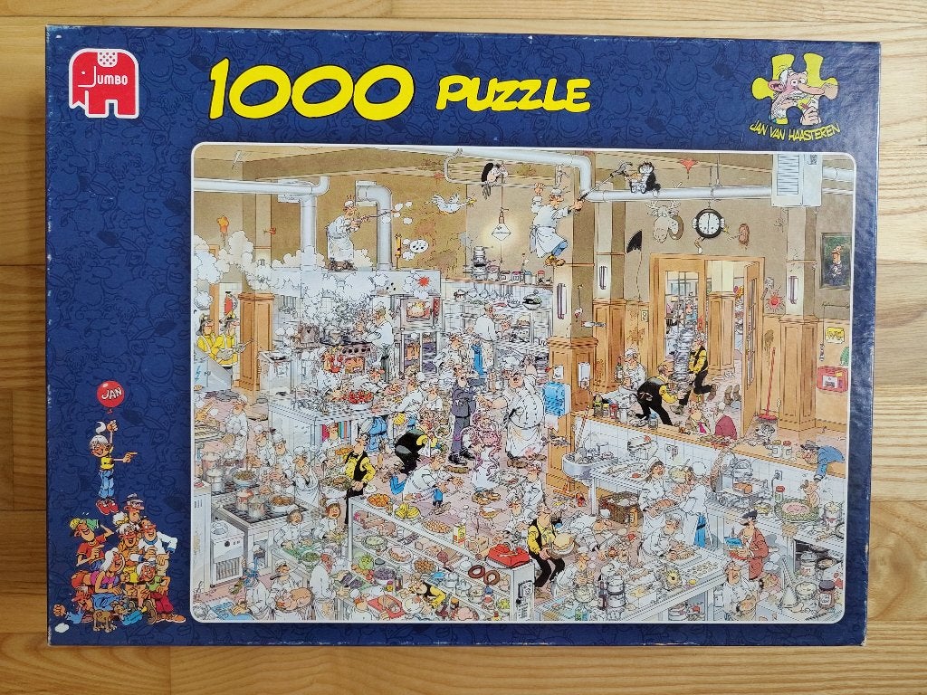 Legpuzzel Jan van Haasteren de Keuken 1000 stukjes, Ophalen of Verzenden, 500 t/m 1500 stukjes, Gebruikt, Legpuzzel