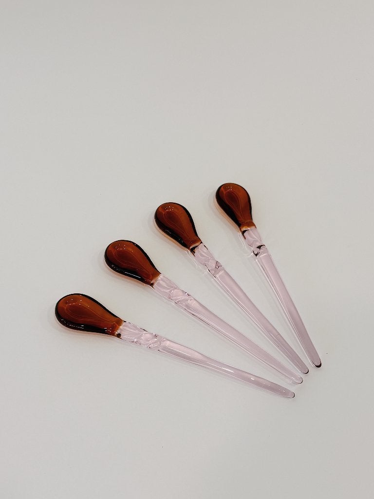 SET 4 GLAZEN LEPELS, BRUIN/ROZE | BROSTE COPENHAGEN (NIEUW), Glas of Glazen, -, -, Nieuw