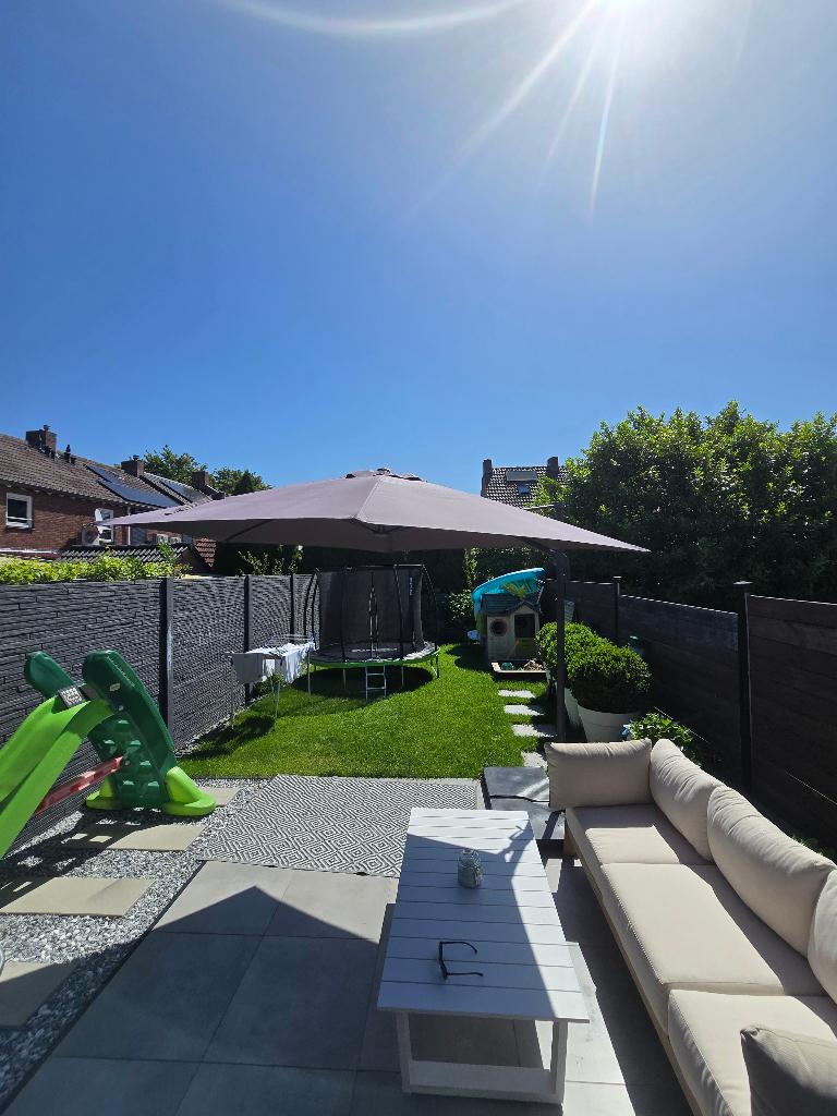 Zweefparasol 280 X 280 Cm antraciet, Ophalen, 2 tot 3 meter, Verstelbaar, Zweefparasol