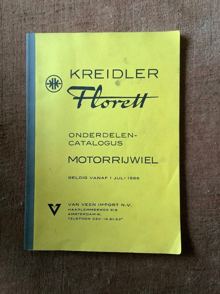 Kreidler Florett Onderdelencatalogus Motorrijwiel 1966, Gebruikt, Onbekend@kreidler.nl, Overige typen, Haarlemmerweg 518, Amsterdam-W.