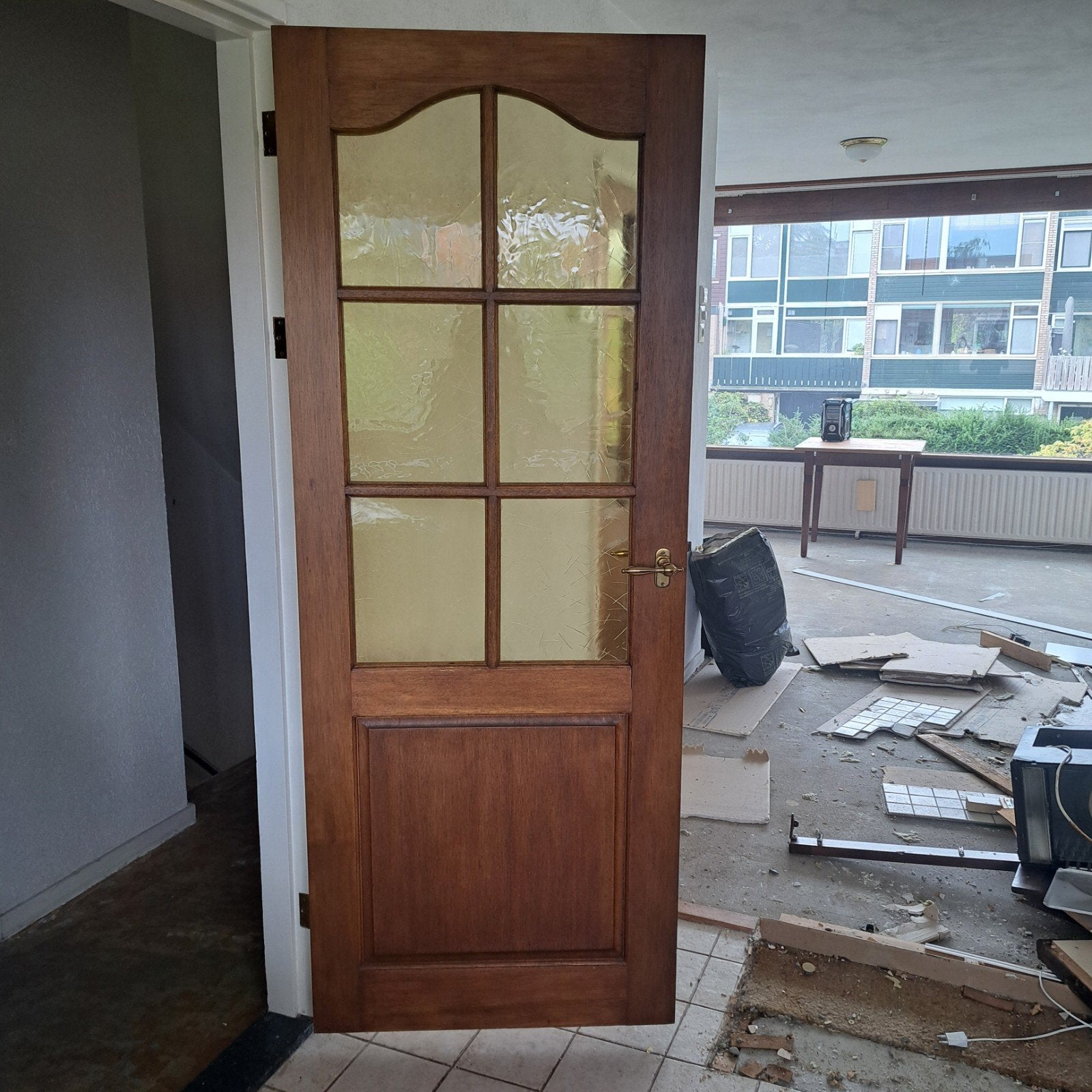 Gratis 4  hardhouten meranti deuren met glas, Ophalen, Minder dan 80 cm, Binnendeur, 200 tot 215 cm