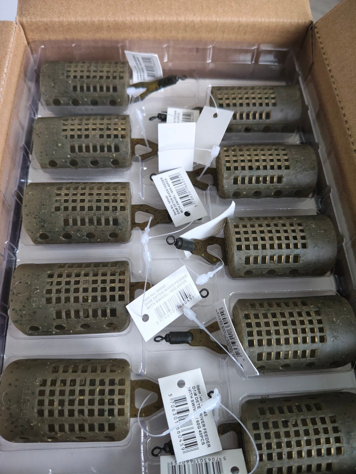 40 x stuks Dam Detek River feeder with swivel 60g, Verzenden, Nieuw, Complete set
