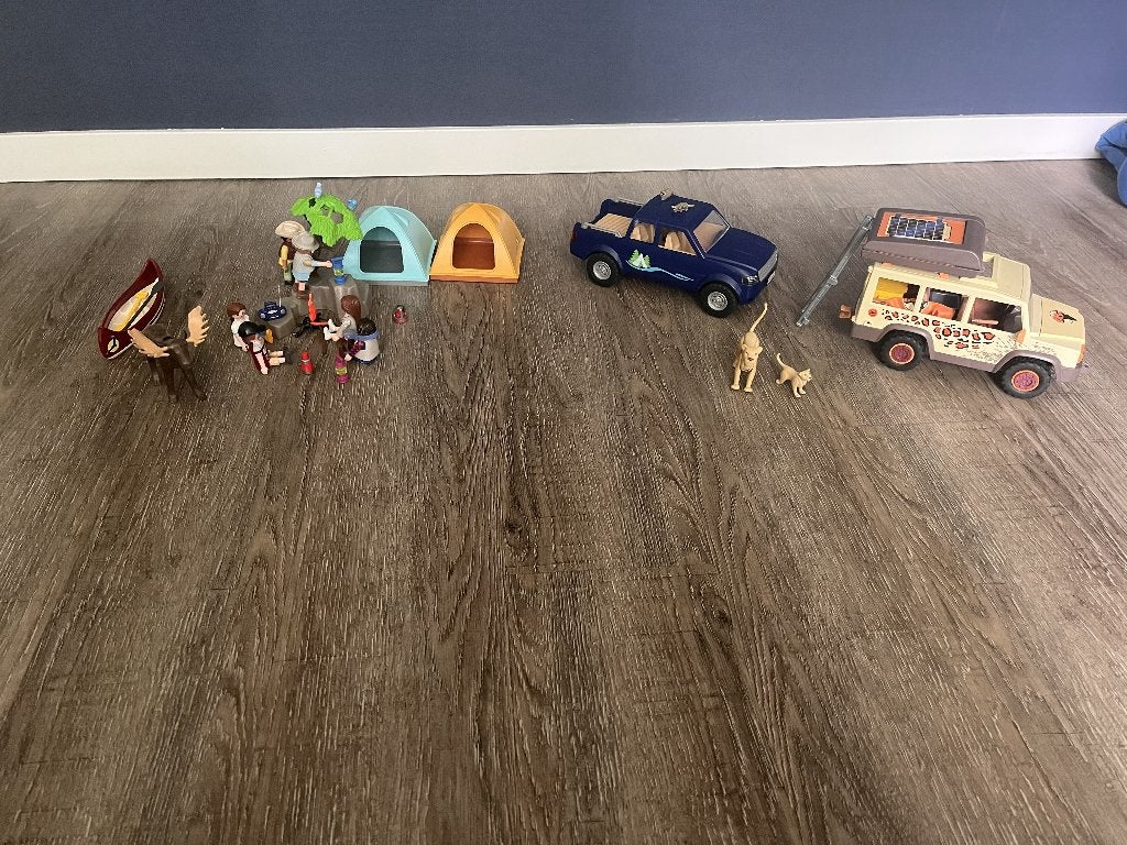 Playmobile sets: camping- safari, water en legerset, Kinderen en Baby's, Speelgoed | Playmobil, Ophalen, Gebruikt, Complete set