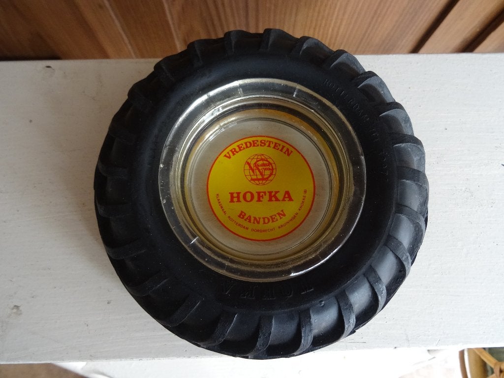 Oude tractorband asbak reclame Hofka Vredestein banden, Ophalen, Zo goed als nieuw, Gebruiksvoorwerp