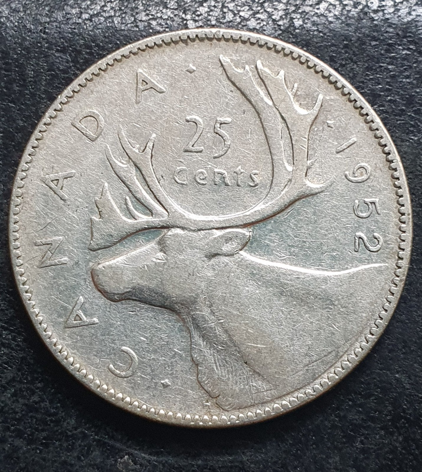 25 cent oude zilveren munt uit 1952 Canada., Ophalen of Verzenden, Noord-Amerika, Losse munt, Zilver