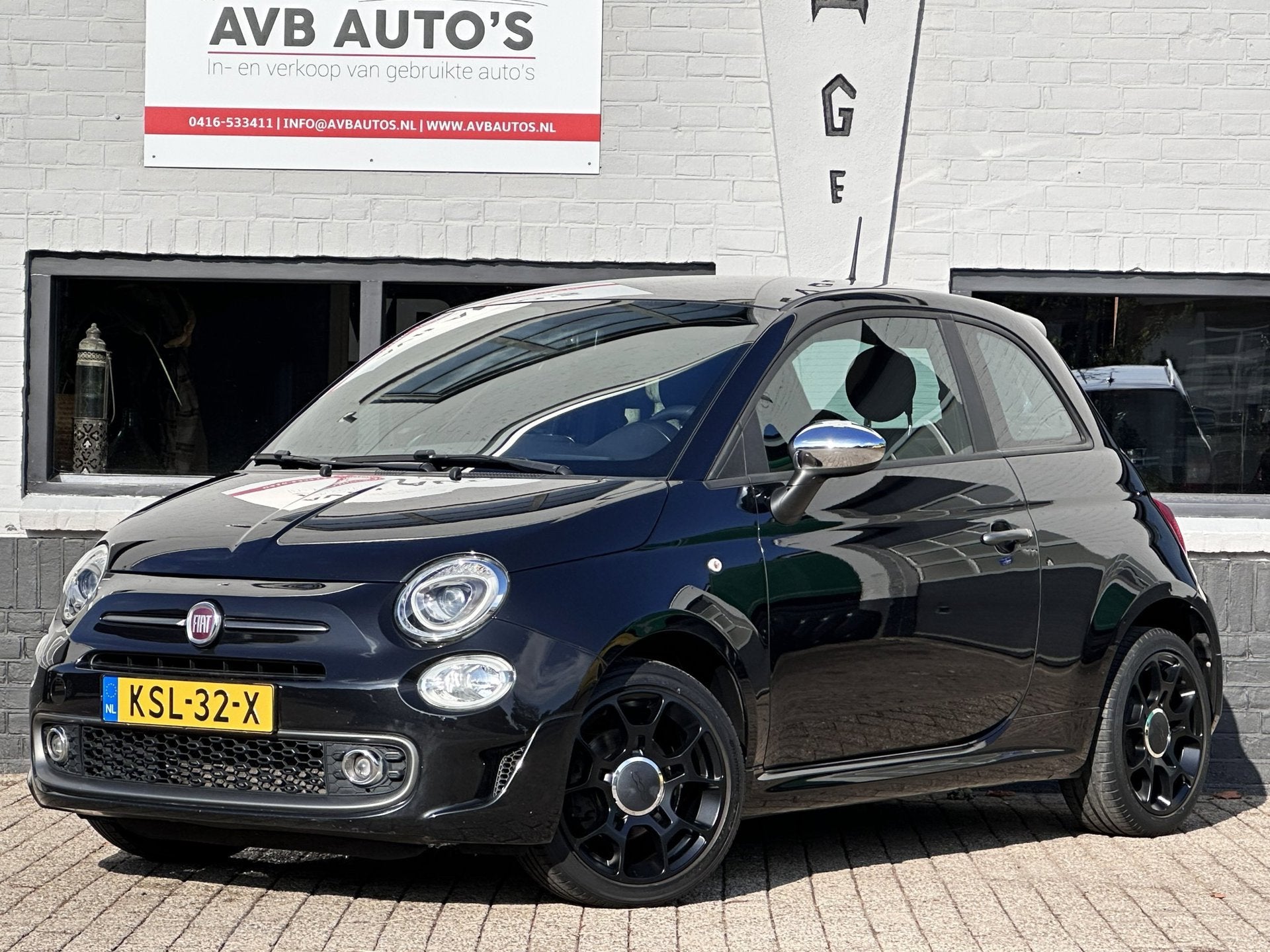 Fiat 500 1.2 S Clima Cruise Leder PDC Navi Groot scherm, Auto's, Voorwielaandrijving, Gebruikt, 4 cilinders, 840 kg