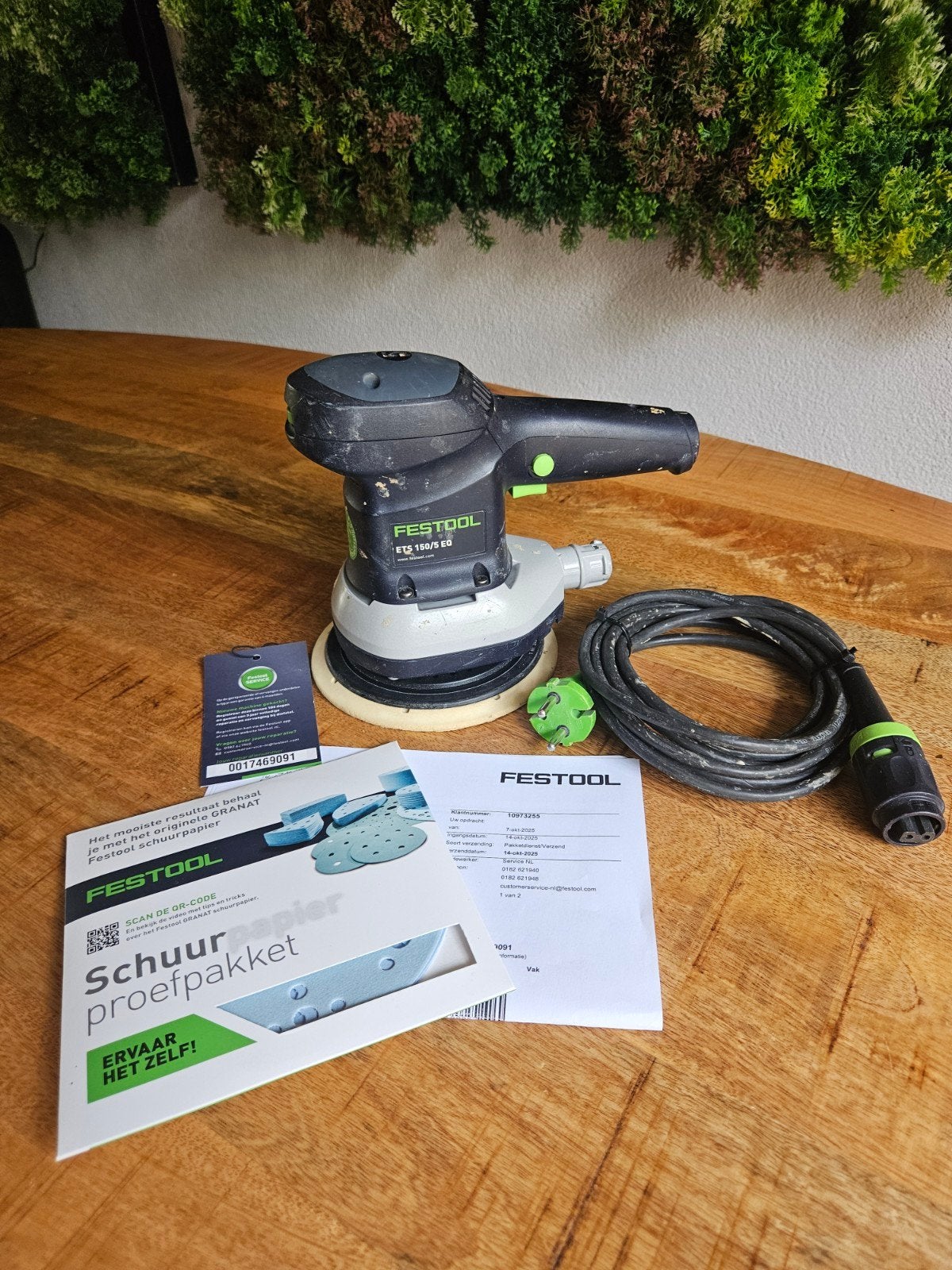 Festool ETS 150/5 EQ – service 04/2026, Doe-het-zelf en Verbouw, Ophalen, Gebruikt, Minder dan 600 watt, Excentrische schuurmachine