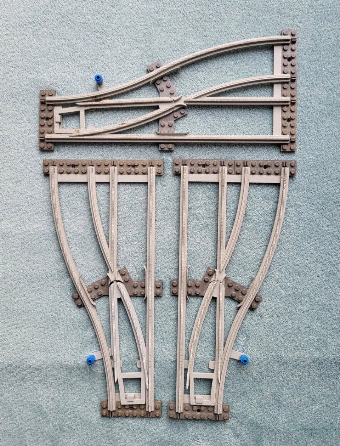 Lego trein 4,5 grijze rails wissels (2x Links & 1x Rechts), Kinderen en Baby's, Ophalen of Verzenden, Gebruikt, Complete set, Lego