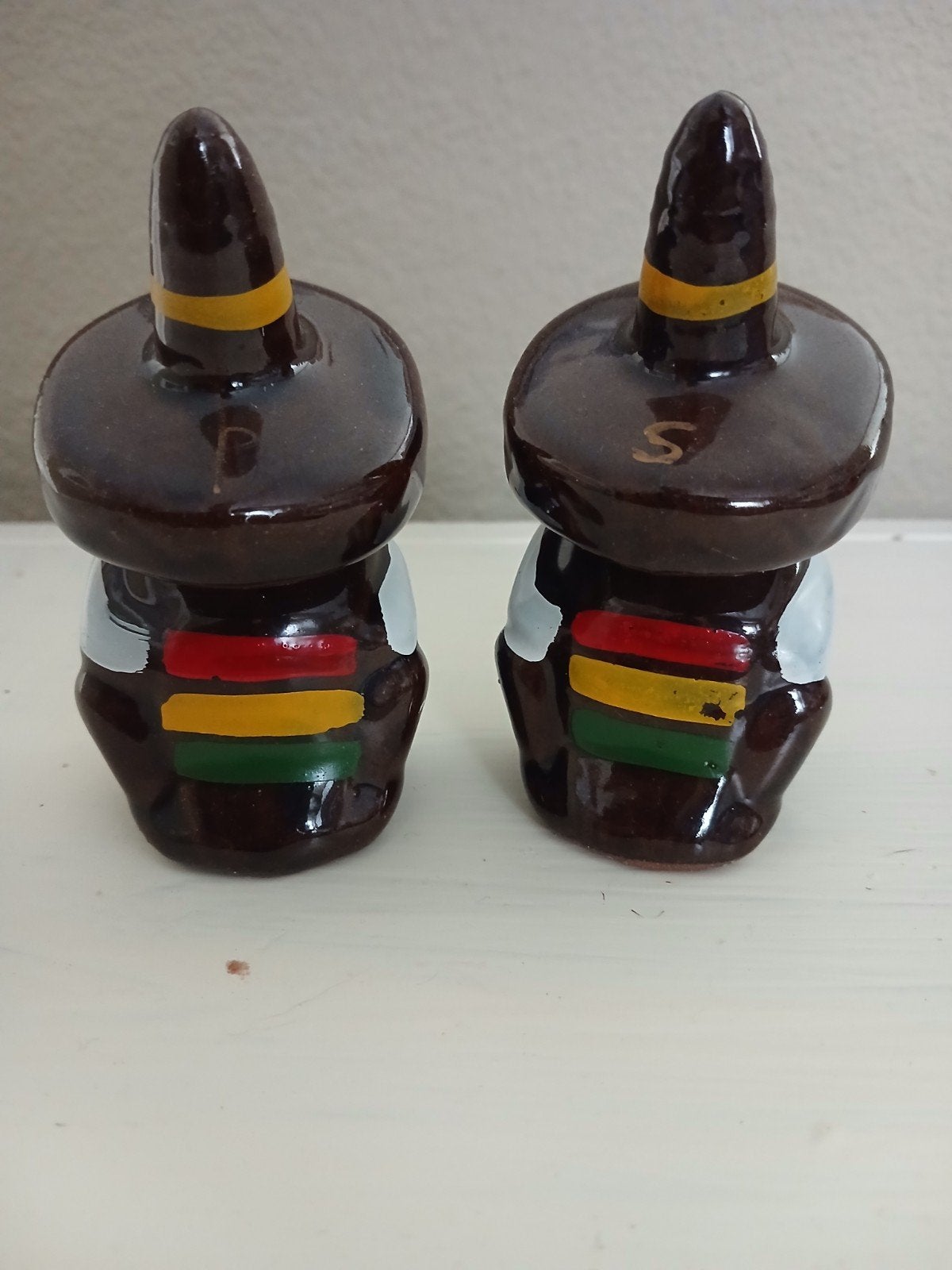 Vintage Mexicaanse Sombrero Peper en Zoutstel, Vintage, Ophalen of Verzenden, Zo goed als nieuw, Bruin