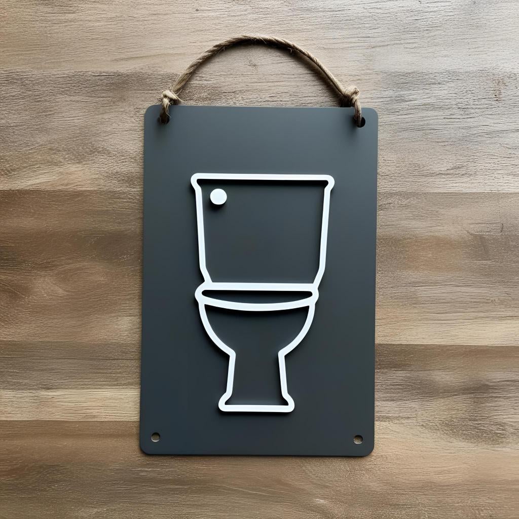 Toilet / WC bordje – modern zwart-wit wandbord, 15 cm, Wandhanger, Zwart, Nieuw