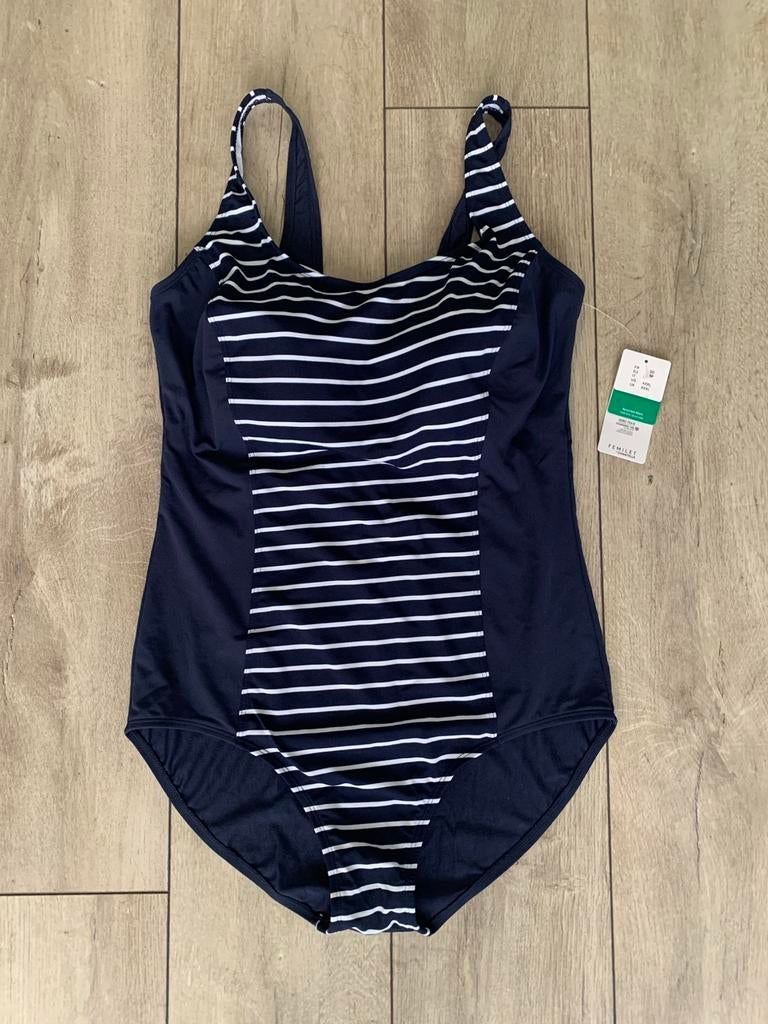Super mooi nieuw blauw/wit badpak van Femilet  (Maat 48), Nieuw, Badpak, Femilet, Verzenden