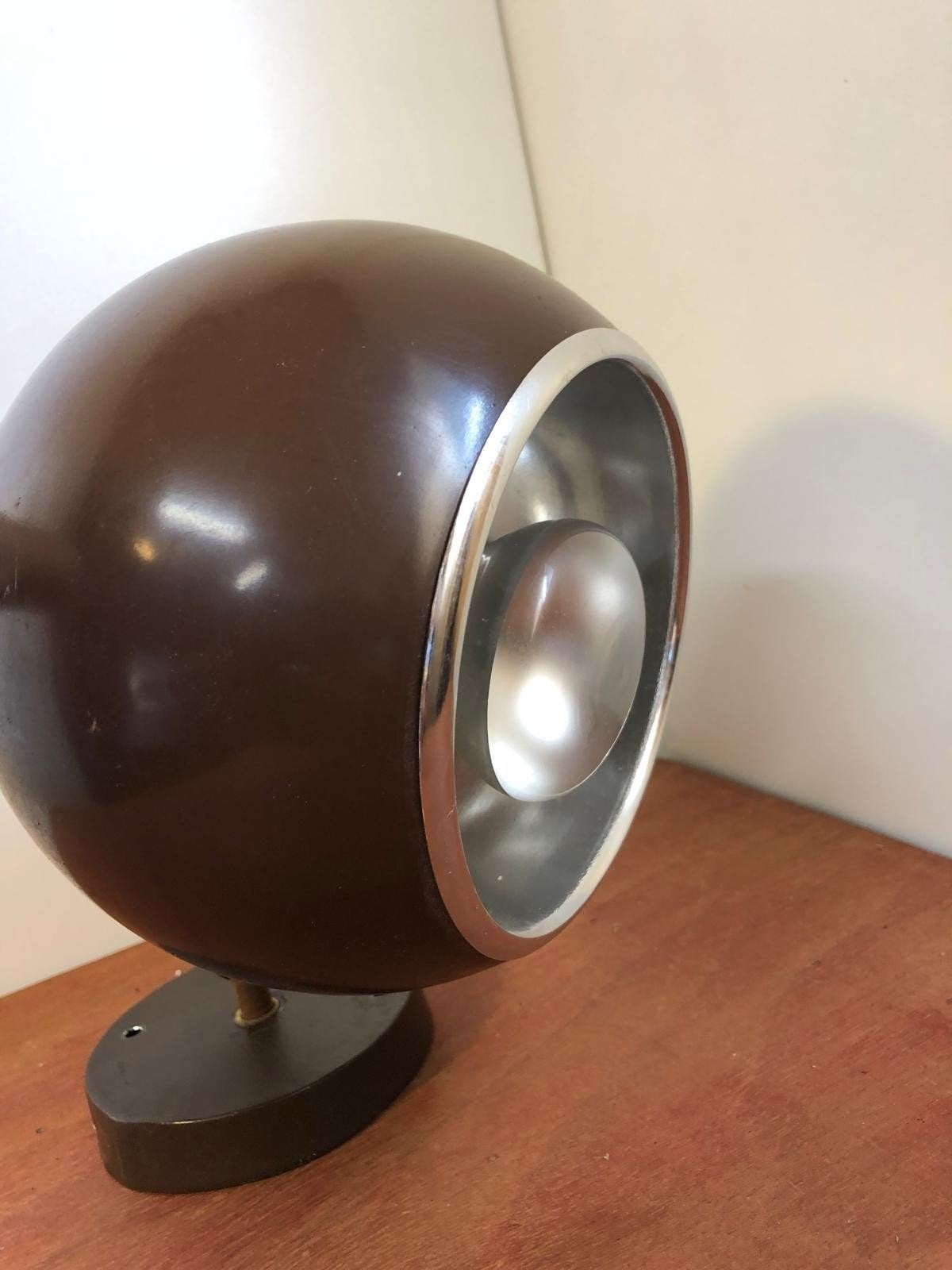 vintage grote bruine eyeball lamp spot 20 cm, Ophalen of Verzenden, Gebruikt, Metaal