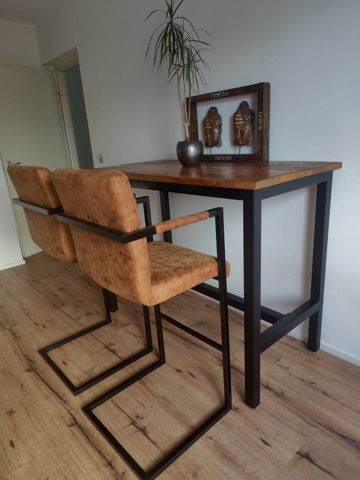 Bartafel / eettafel met  stoelen, Ophalen of Verzenden, Zo goed als nieuw