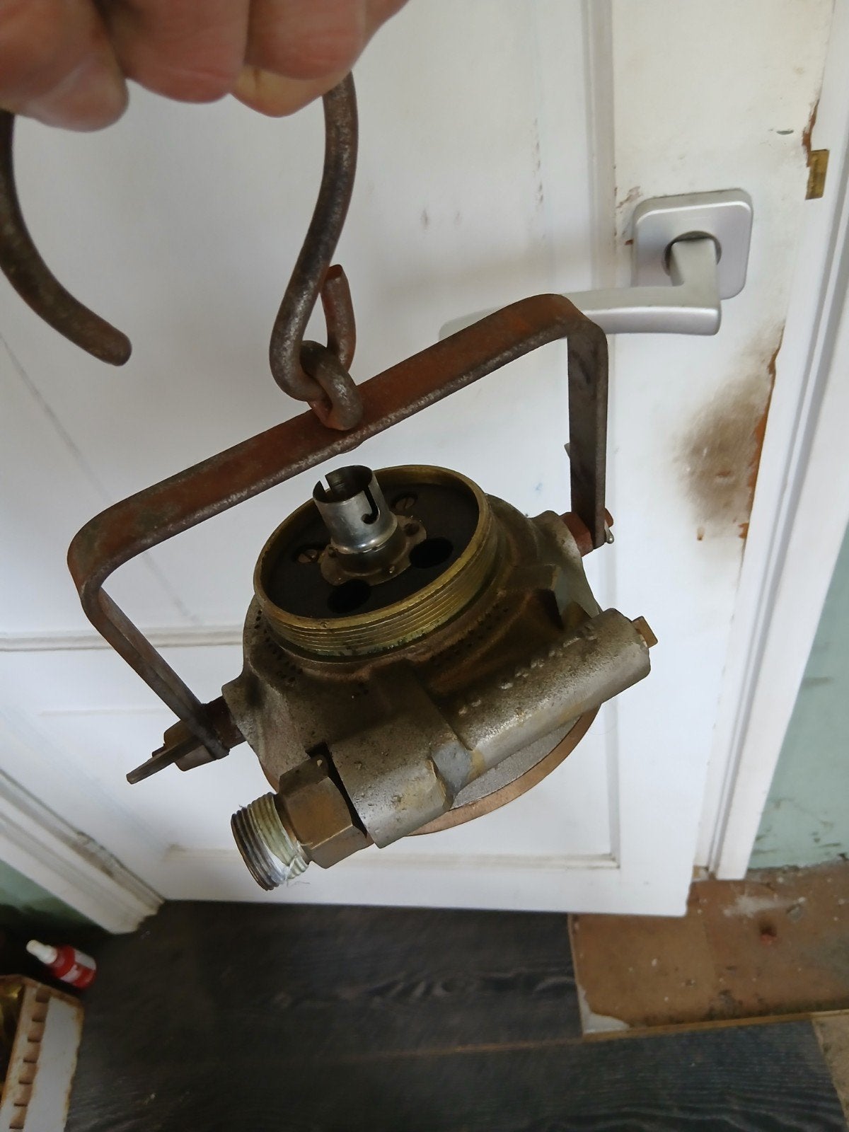 Mijnlsmp pneumatisch brons lamp kolenmijn, Ophalen of Verzenden