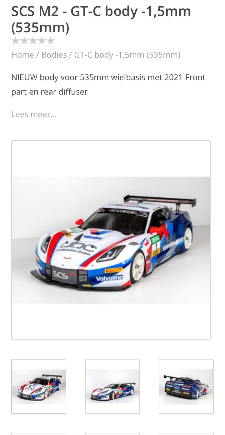 SCS M2 - GT-C body -1,5mm (535mm) middendeel nieuw, Ophalen, Nieuw, 1:5 t/m 1:8, Auto