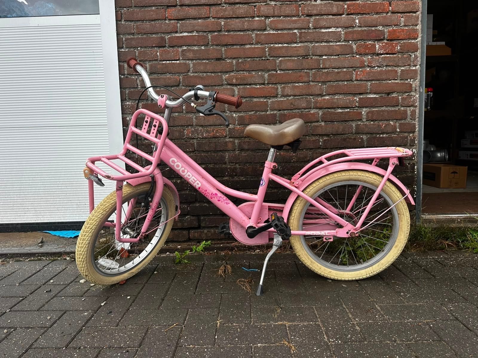 Popal Cooper 18 inch meisjesfiets - Rosé, Ophalen, Gebruikt, Velgrem, 16 tot 20 inch