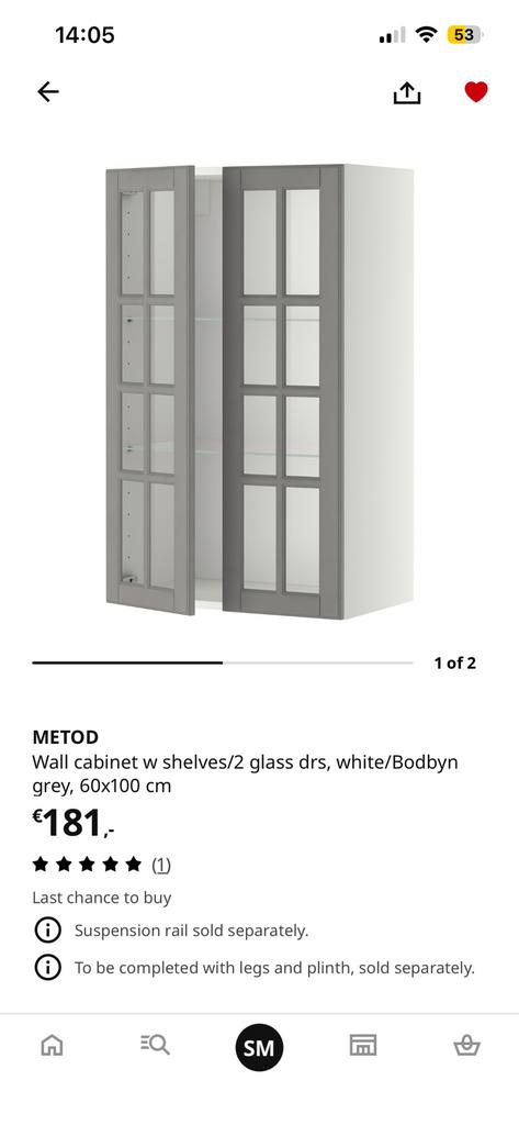 ikea metod cabinet white and grey, Ophalen, 50 tot 100 cm, Zo goed als nieuw, Minder dan 100 cm