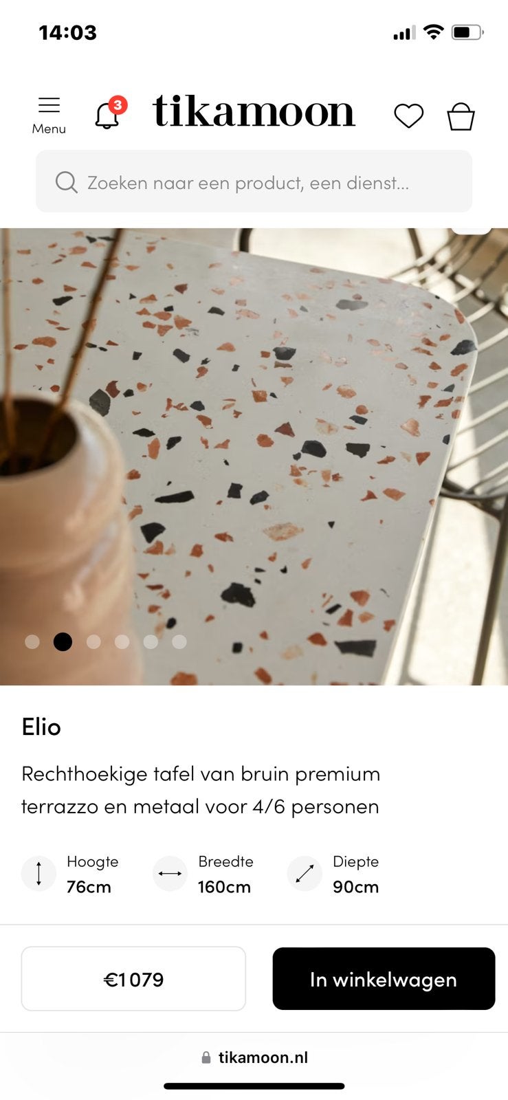 Eettafel terrazzo, Ophalen, Overige materialen, Gebruikt, 50 tot 100 cm
