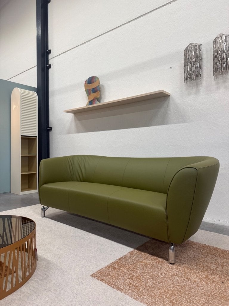 Nieuw Leolux Pupilla Bank 2 Zits Groen leer 180, Leolux, Info@leolux.nl, 150 tot 200 cm, Ophalen of Verzenden