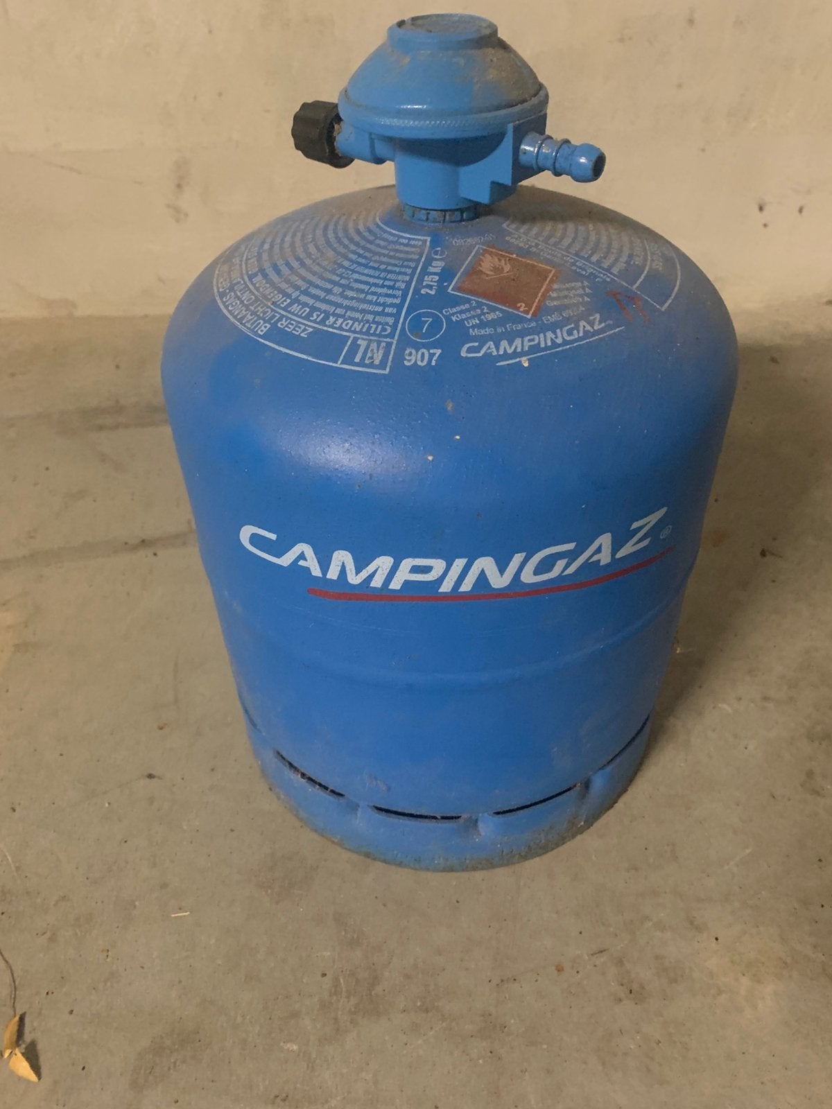 Campingaz fles 907 inclusief drukregelaar, Caravans en Kamperen, Ophalen, Zo goed als nieuw